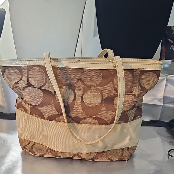 Signature Coach Vintage Tote Bag Satchel Brown Handbag No J0668-10124 - Picture 1 of 12